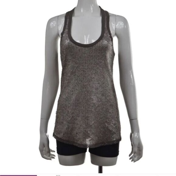 Rachel Roy Women’s Tank Top Large Gray Silver 100% Cotton Contemporary Sequin - Picture 3 of 13